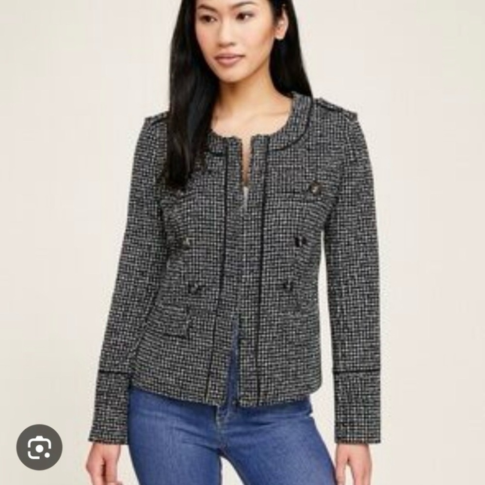 NWT Size 4 WHBM Black and White Tweed Jacket (ABBA)